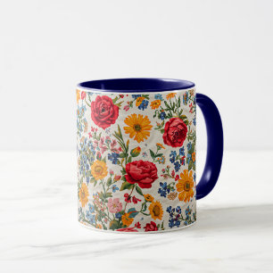 Mug Fleurs partout, design coloré,