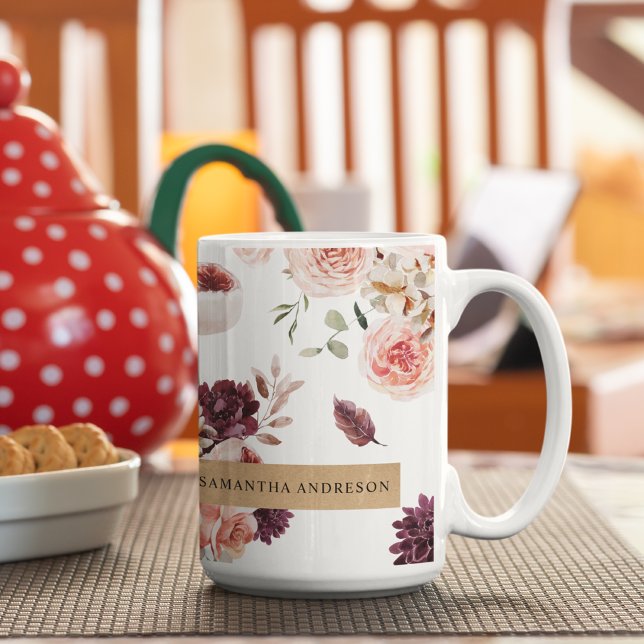 Mug Fleurs Pastel Modernes & Cadeau Personnalisé Kraft (Créateur téléchargé)