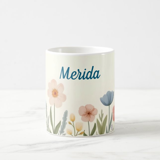 Mug Fleurs pastel rose et bleu (Centre)