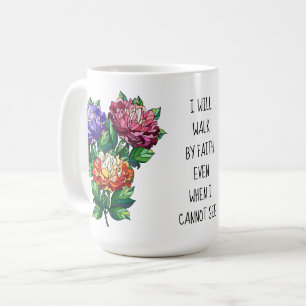 Mug Fleurs peintes avec vers de 2 Corinthiens 5:7