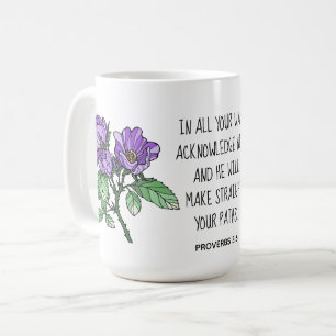 Mug Fleurs peintes, avec vers des Proverbes 3:6