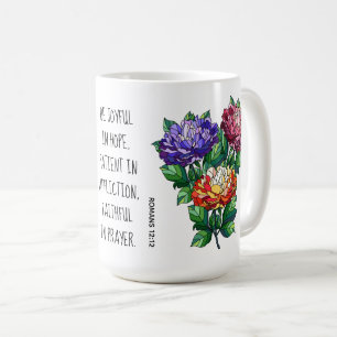 Mug Fleurs peintes avec vers romains 12:12