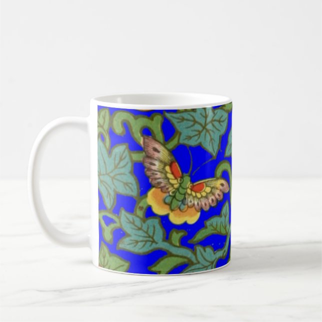 Mug Fleurs porcelaines chinoises d'époque et papillons (Gauche)