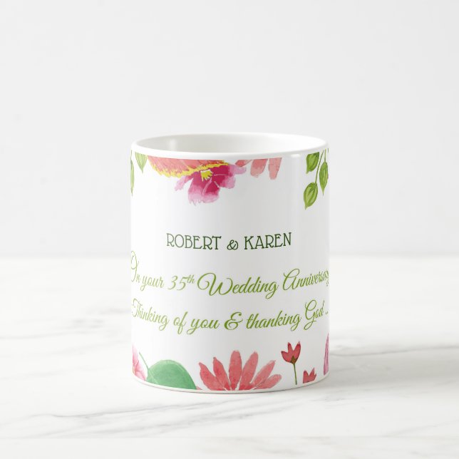 Mug Fleurs religieuses du 35e anniversaire du Mariage (Centre)