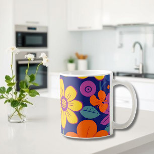 Mug Fleurs rétro colorées - Style Dopamine