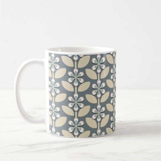Mug Fleurs Rétro Vert Sage (Gauche)