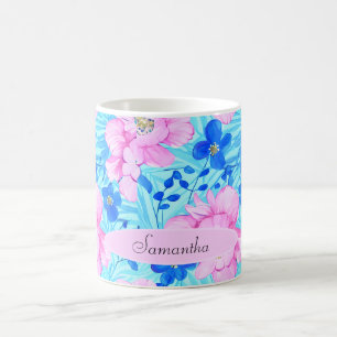 Mug Fleurs rose et bleu