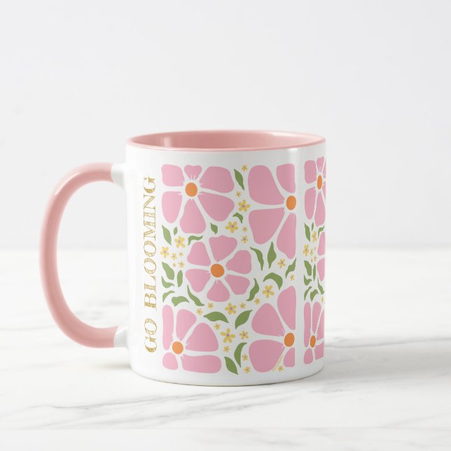 Mug Fleurs roses Abstraites joueuses (Gauche)