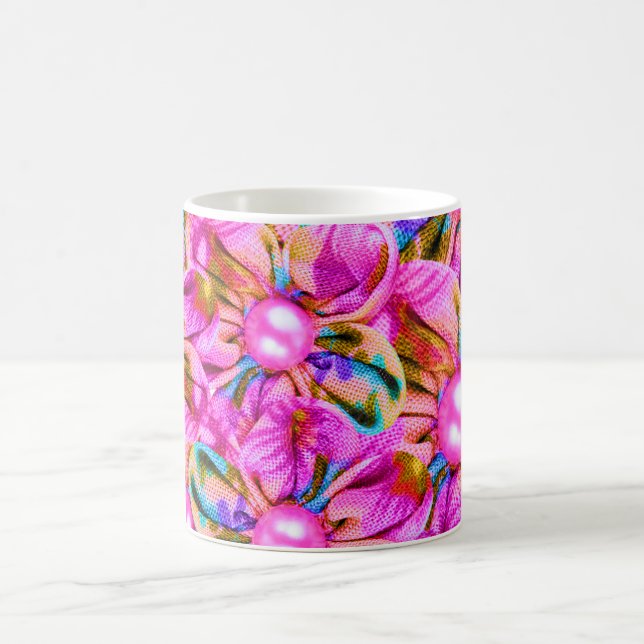 Mug Fleurs roses cousues Abstraites (Centre)