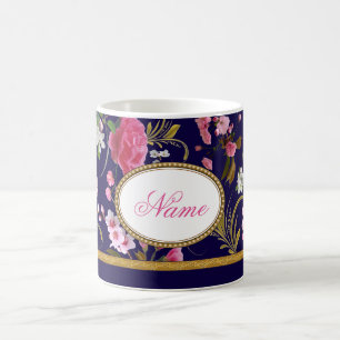 Mug Fleurs roses de monogramme
