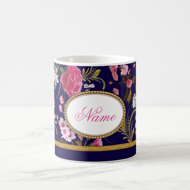 Mug Fleurs roses de monogramme (Centre)