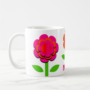 Mug Fleurs roses et orange chaudes