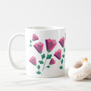 Mug Fleurs roses géométriques abstraites