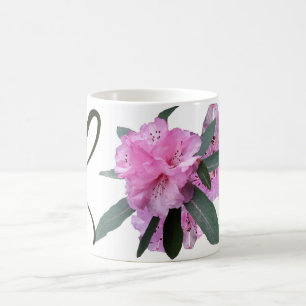 Mug Fleurs roses personnalisables monogramme personnel
