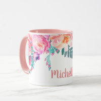 Fleurs Roses Rose Féminin Élégant Nom Personnalisé