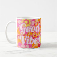 Fleurs roses roses hippy rétro Good Vibes