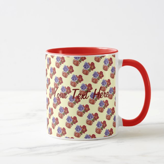 Mug fleurs roses rouges et bourgeons roses art floral (Droite)