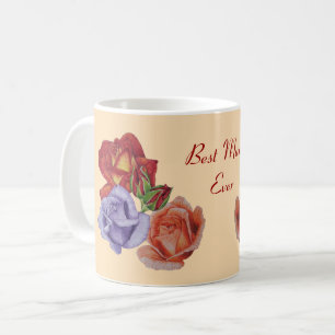 Mug fleurs roses rouges et bourgeons roses fleurs mère
