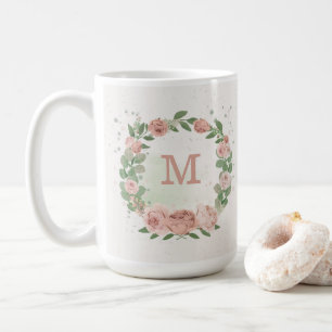 Mug fleurs roses rousses verdure botanique