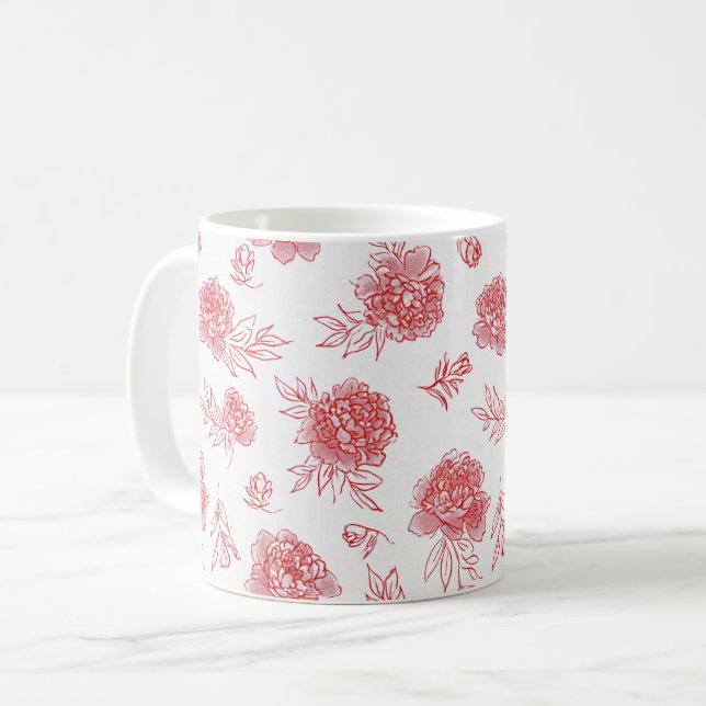 Mug Fleurs Rouges Chic (Devant gauche)
