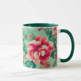Mug Fleurs rouges exquises et Feuilles verts