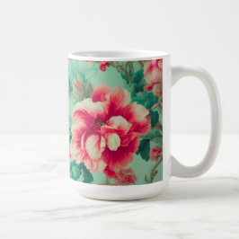 Mug Fleurs rouges exquises et Feuilles verts