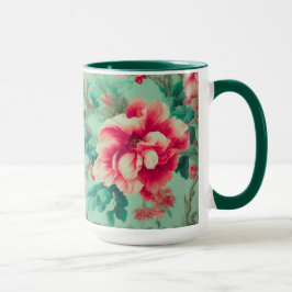 Mug Fleurs rouges exquises et Feuilles verts