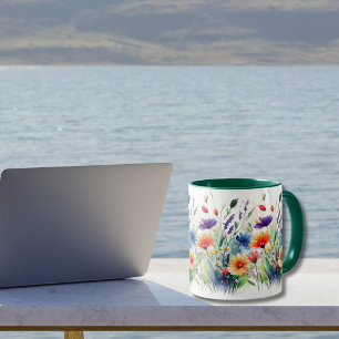 Mug Fleurs sauvages aquarelle florale cadeau boho pour