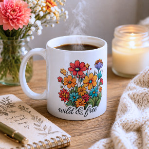 Mug Fleurs sauvages bohèmes sauvages et libres