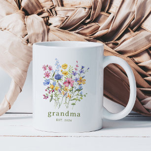 Mug Fleurs sauvages colorés tendance Grand-mère