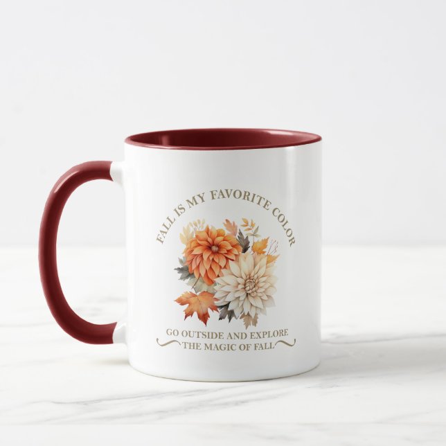 Mug Fleurs sauvages d'aquarelle feuilles automne citat (Gauche)