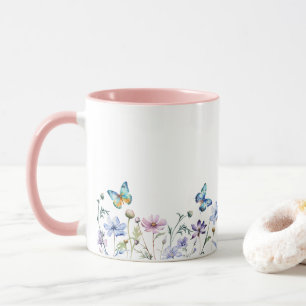 Mug Fleurs sauvages et papillons bordure