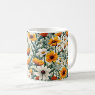 Mug Fleurs sauvages or et blanc