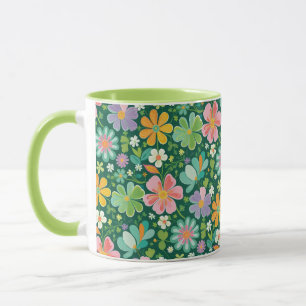 Mug Fleurs sauvages Pastel En Rose Violet Orange Et Ve