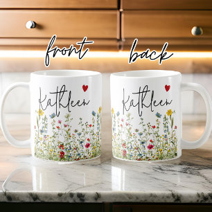 Mug Fleurs Sauvages Personnalisé, Cadeau de Récept