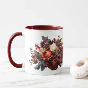 Mug Fleurs sombres et lunatiques Bourgogne Marron Cora
