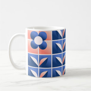 Mug Fleurs stylisées rétro : motif en mosaïque.