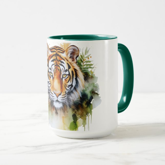 Mug Fleurs Tiger Pastel Safari Aquarelle Savannah (Devant droit)