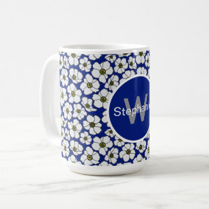 Mug Fleurs Tropical Vibe sur fond bleu 