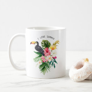 Mug Fleurs tropicales d'aquarelle avec la coutume de
