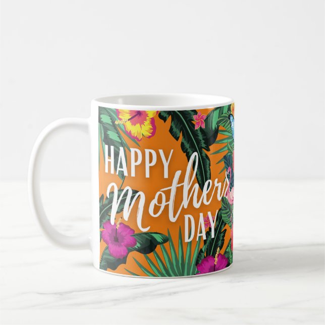Mug Fleurs tropicales Fête des mères personnalisées (Gauche)