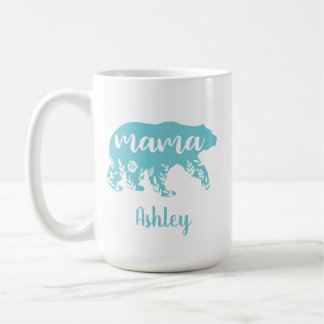 Mug Fleurs turquoise de l'ours de maman