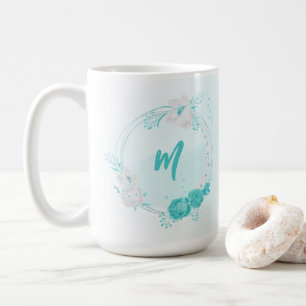 Mug fleurs turquoise romantiques