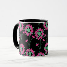 Fleurs vertes et roses Motif sans couture