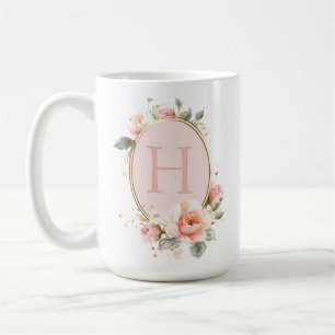 Mug Fleurs Vintage Personnalisées avec Monogramme