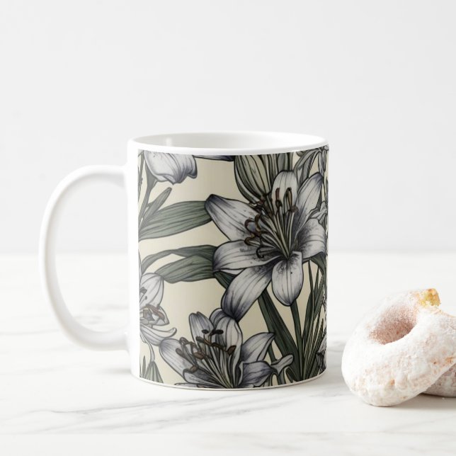 Mug Fleurs vintages de Lys (Avec donut)