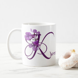 Mug Fleurs violettes personnalisables au nom de Karen,