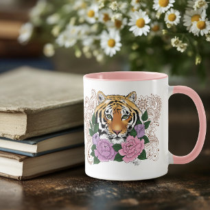 Mug Fleurs violettes roses au henné de tigre