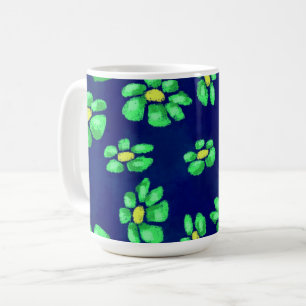 Mug Fleurs Whimsical Vertes Daisies sur Arrière - plan