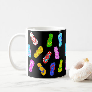 Mug Flip Flop Sandales Motif Black Cute Beach Thème